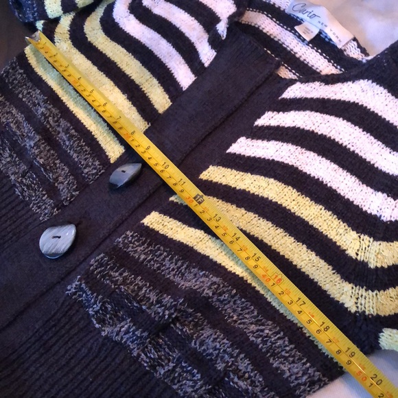 Curio big mop button dow long sleeved striped cotton blend cardigan sweater - Picture 10 of 11